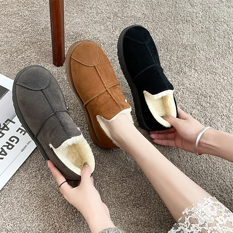 2024 Snow Boots Women\'s Short Tube Thickened Cotton Shoes Non-slip Winter New Shoes Student Women\'s Shoes Black Boots