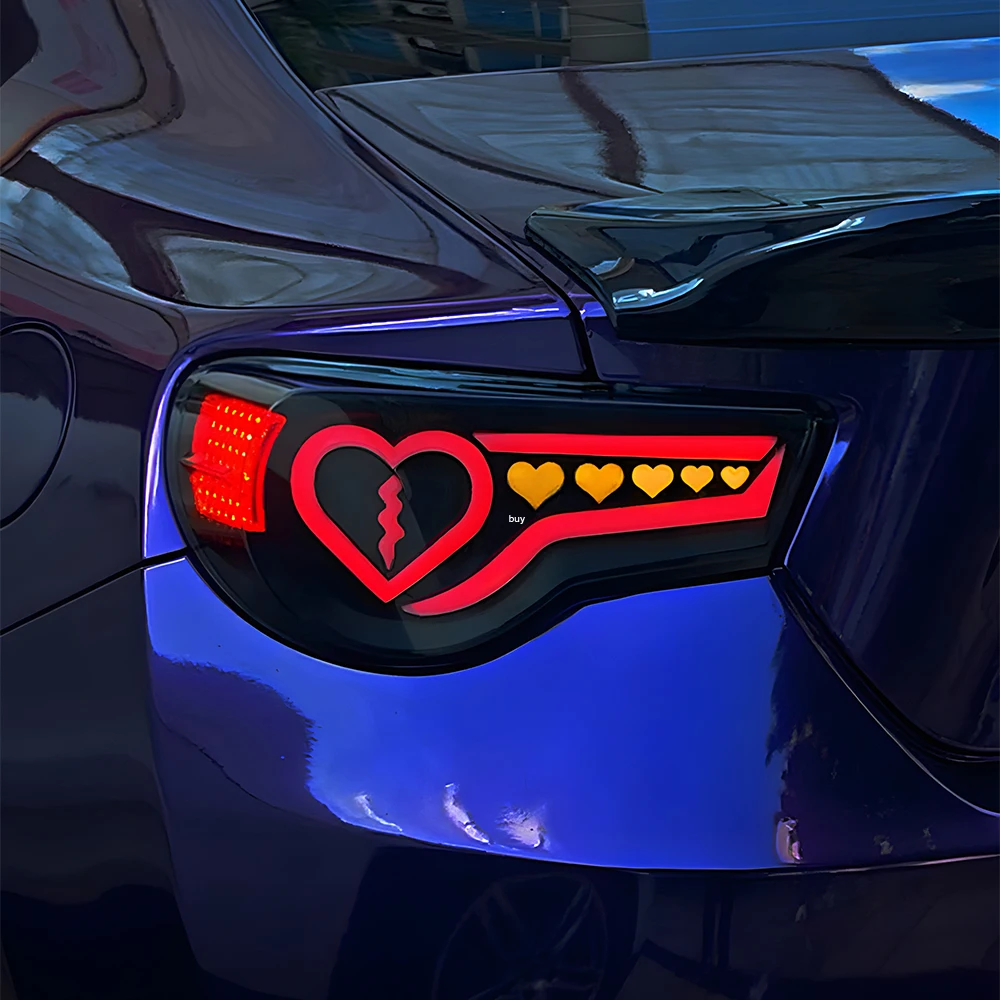 Aplicável para toyota 86 subaru brz 2012-2021 atualização do conjunto da luz traseira do carro com ferramenta de luz de sinal de efeito de partida em forma de coração