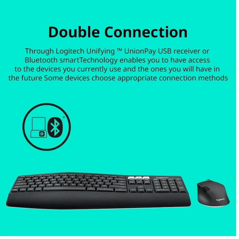 Logitech MK850 Multi-Device Wireless Keyboard& Mouse Combo-Flow Cross-Computer Control,Ergonomic,Laser Precision,for Home Office