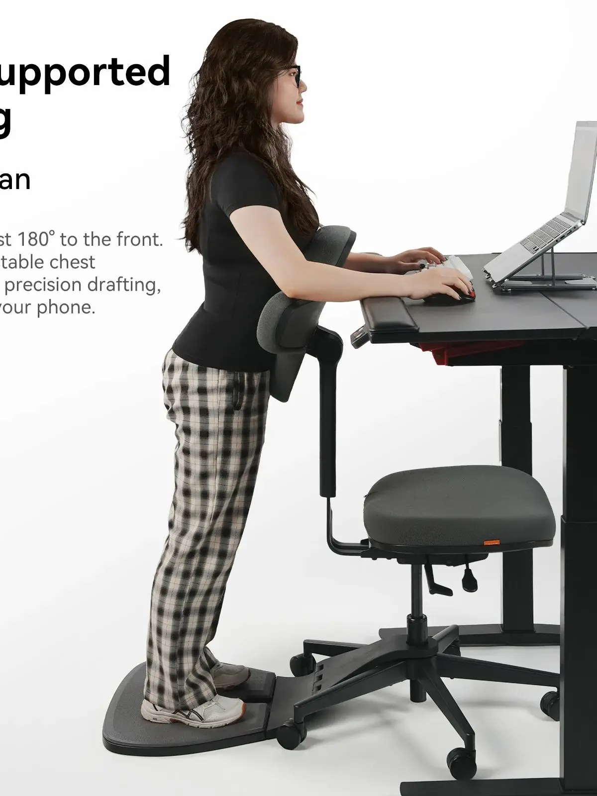 NEWTRAL MT-M Ergonomischer Steh-Schreibtischstuhl, 5-in-1 Adaptives Sitzsystem, 167 °   Verstellbarer Steh-Schreibtischstuhl, Neigbar, Höhenverstellbar 46-57cm, 150kg Tragkraft für Zuhause und Büro