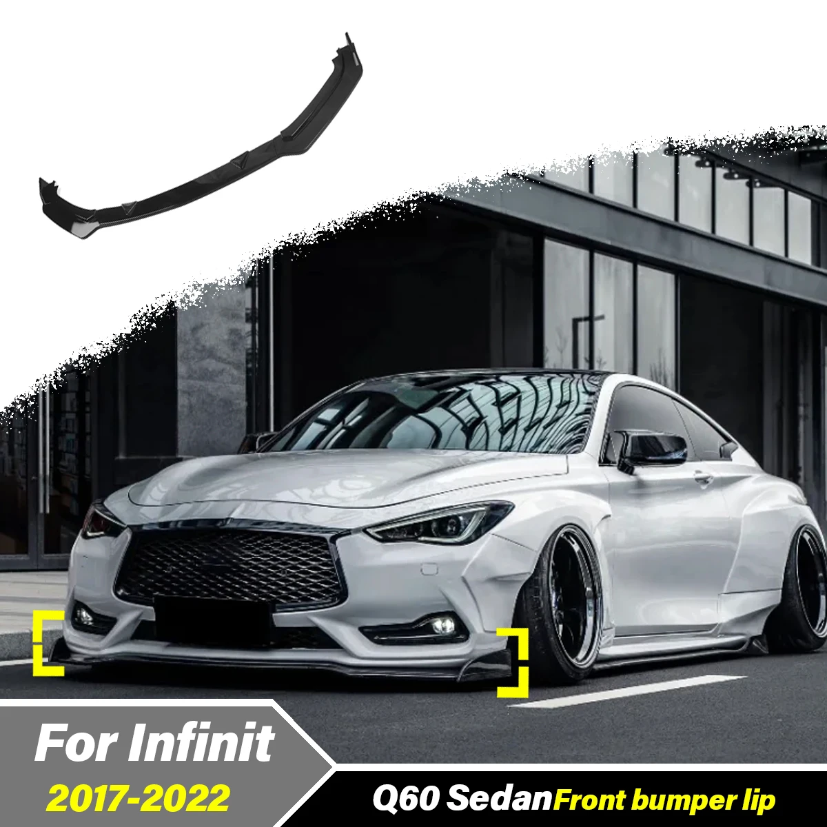 

Для Infiniti Q60 2017-2022: Передний нижний сплиттер бампера, внешний декоративный обвес, аксессуары для кузова
