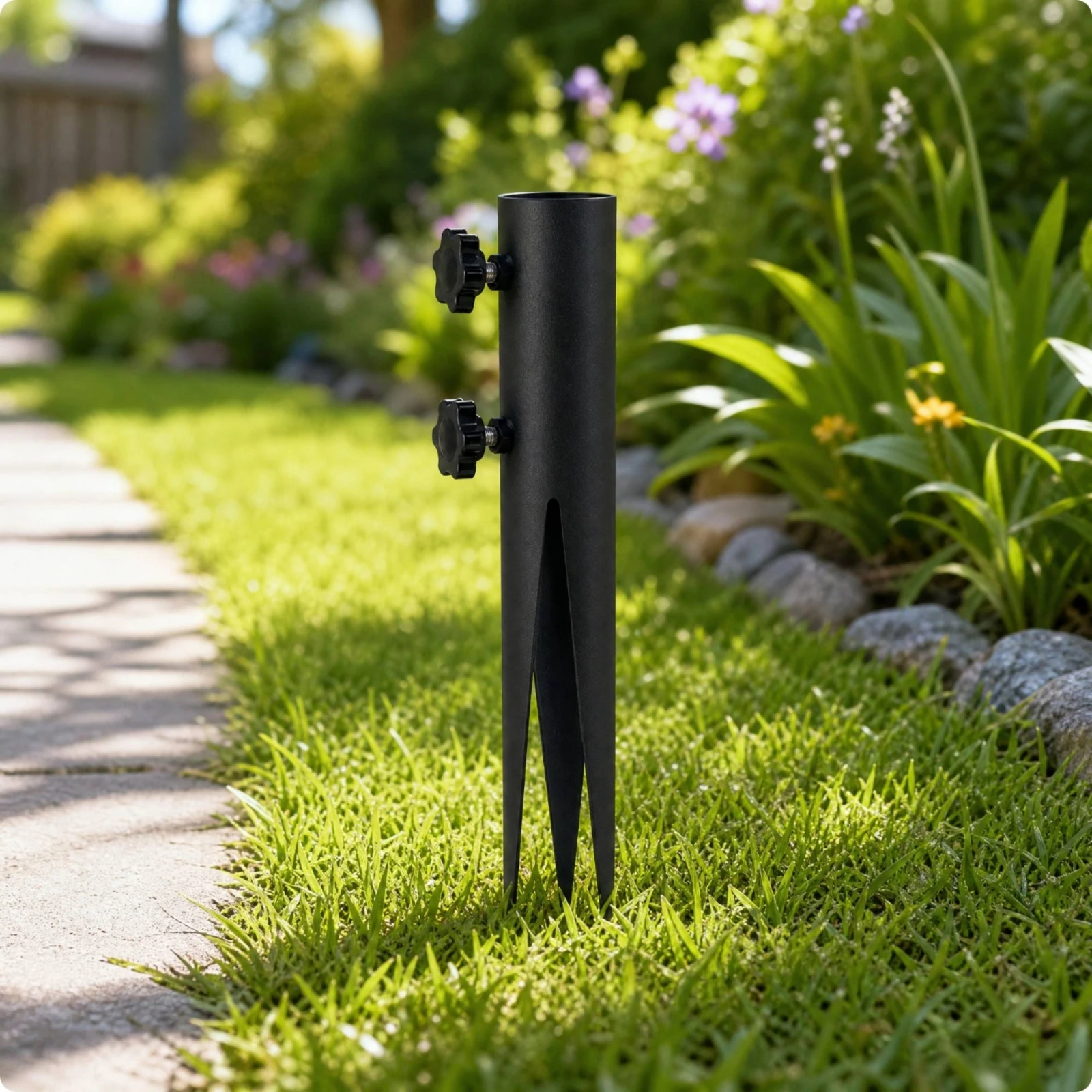 4 Pieces Post Anchor Sturdy Adjustable Torch Pole Ground Stake Ground Stake with Tightening Knobs Sleek