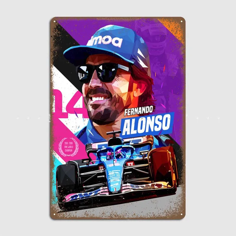 Fernando Alonso 2022 Vintage Decoration F1 Wall Decor Metal Signs Vintage Art Mural Garage Bar Decor Modern Home Decoration Room