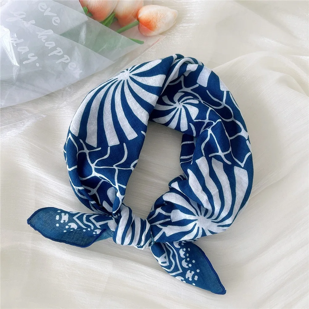 

Trendy Floral Print Square Scarf Cotton Linen Soft Women Hair Scarf Head Scarfs Handkerchief Ladies Neck Scarves Summer Autumn
