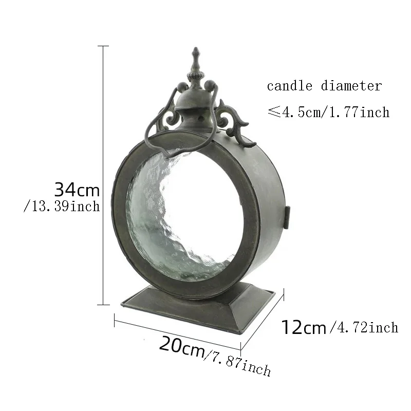 Indoor Outdoor Decorative Vintage Metal Glass Hurricane Candle Lantern