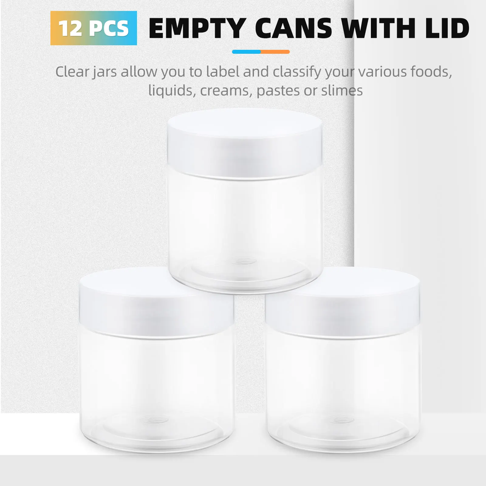 

12Pcs 60Ml Empty Jars for Beads Storage Container Kids Crafts Household Supplies Clear Round Plastic Jar with Airtight Lid