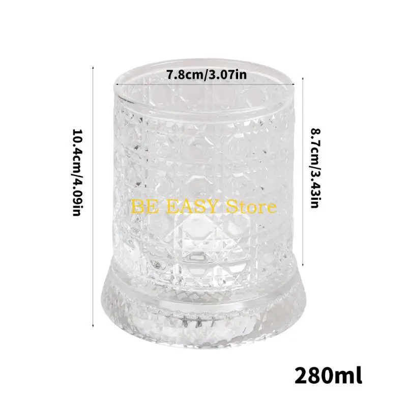 E28F 2 Piece 280ml Rotating Clear Whiskeys Glass Crystal Wine Glasses with LED Coasters for Stress Reduction Birthday Gift