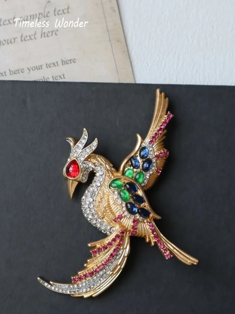 Timeless Wonder Fancy Zircon Phoenix Brooch Pins for Women Designer Jewelry Runway Rare Luxury Gift Top Rare Cute Bird 5342