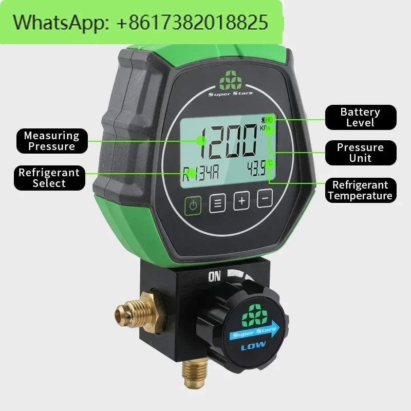 

Electronic Fluoride Gauge Digital Display Manifold Tester Refrigerant Vacuum Pressure Gauge Air Conditioning Leak Detection DSZH
