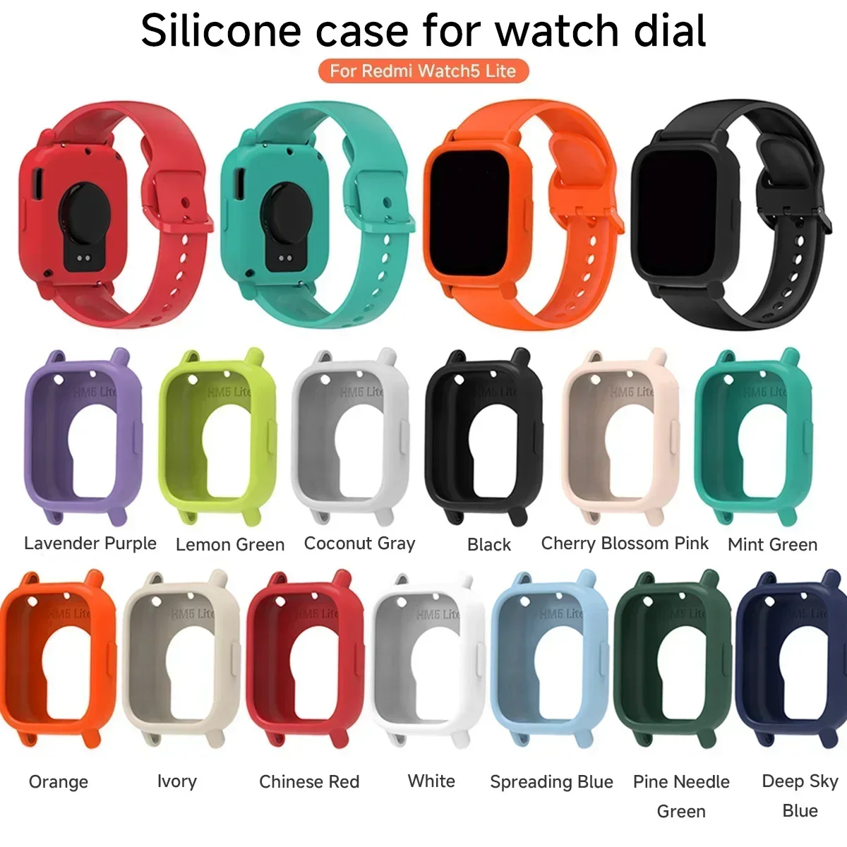 Custodia in silicone + cinturino per Redmi Watch 5 Lite / 5 Bracciale di ricambio attivo Cintura Custodia protettiva per cinturino intelligente