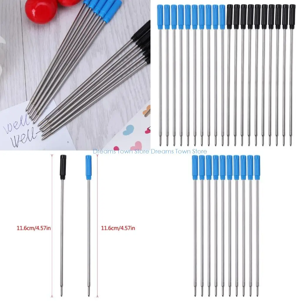 

HX6A 10 шт. сменные стержни для шариковых ручек, гладкие пишущие быстросохнущие черные и синие стержни для большинства шариковых