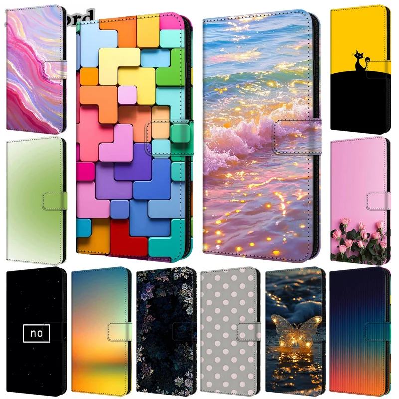 Flip Cover For Samsung A16 A26 A36 A06 Funda A56 Phone Cases Card Slots Leather Caracasa Luxury Magnetic Wallet Colorful Shell