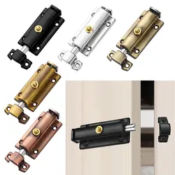 3Inch Door Lock Security Bolt Button Stainless Steel Self-locking Bolt Button Automatic Spring Latch Safety Lock Door Hardware