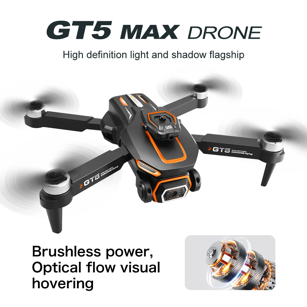 GT5 Rc Mini Drone 4K 6K HD Double Camera Brushless Motor Obstacle Avoidance Aerial Photoflow Professional  Foldable Quadcopter