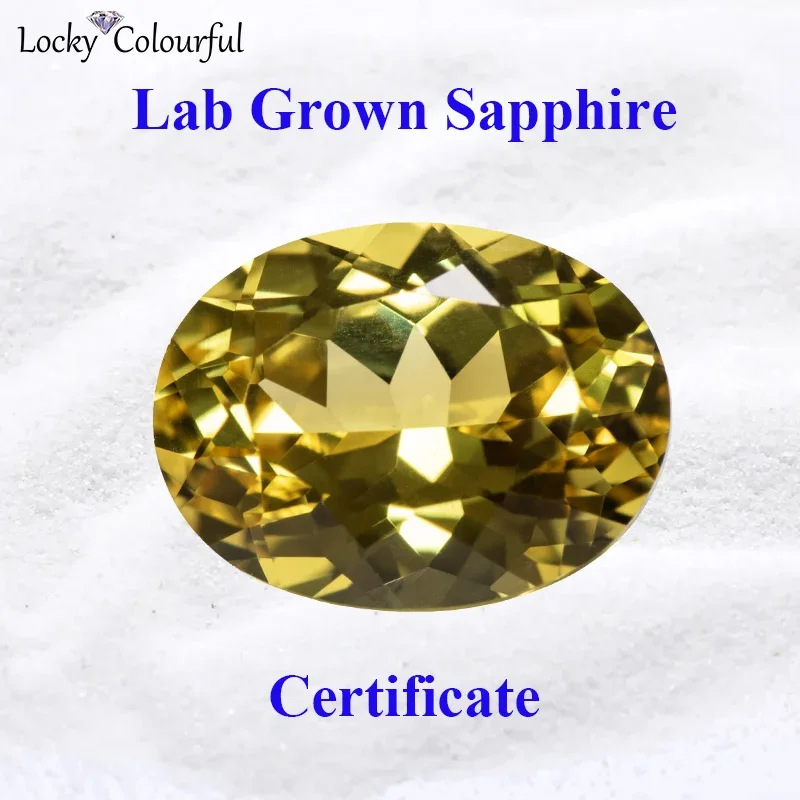 

Lab Grown Sapphire Canary Yellow Color Oval Shape Top Quality Charm Beads for Diy Jewelry Making Ring Selectable AGL Certificate