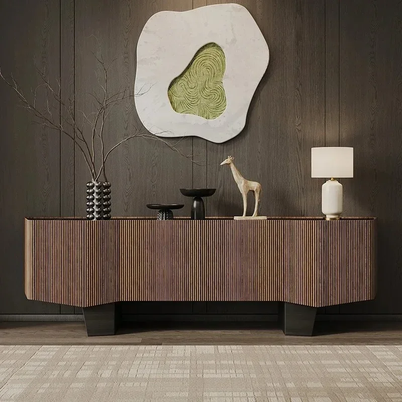 Italian light luxury TV cabinet household living room wall storage tea cabinet medium antique rock slab audio-visual cabinet