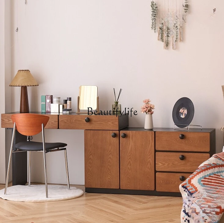 

4Medieval solid wood retractable corner dresser, chest cabinet integrated storage, end of bed cabinet, retro dressing table