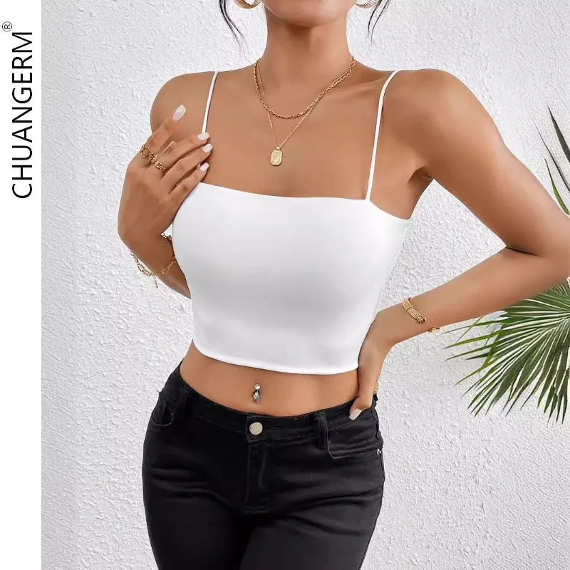 

CHUANGERM Sexy Corset Solid Halter Backless Crop Top Women Camis Backless Camisole Fashion Casual Tube Top Sleeveless Crop Vest