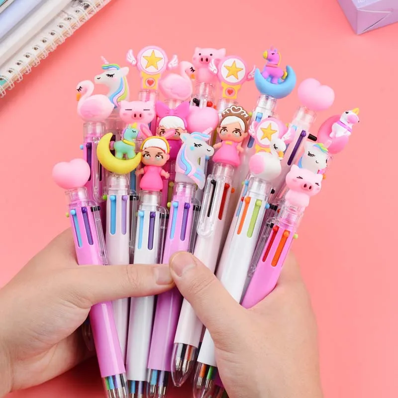 

20Pcs/Lot Kawaii Cartoon Unicorn Pony 6 Colors Ballpoint Pen Cute Retractable Multicolor Pens Office School Stationery Supplies