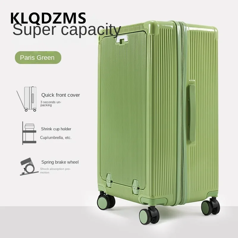 KLQDZMS-Valise pour ordinateur portable de grande capacité, cadre en aluminium avec porte-gobelet, bagages à roulettes, 24 ", 26", 28 ", 30"