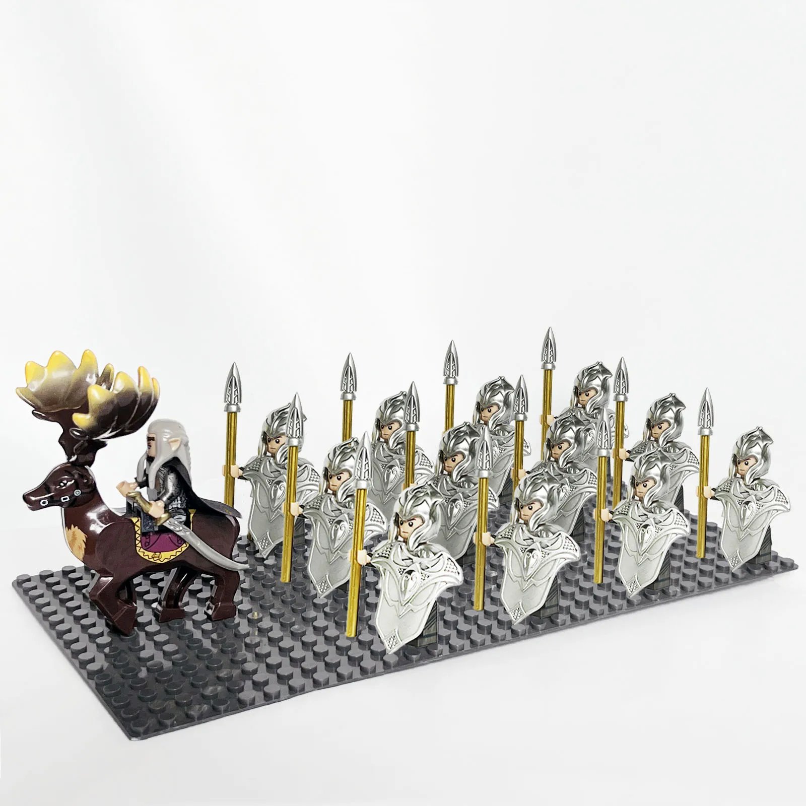 13PCS/lot Thranduil Elf Guard Archers Elrond VS Orcs Uruk Hai Army Mini figures With Weapons  Building Bricks Blocks Toys