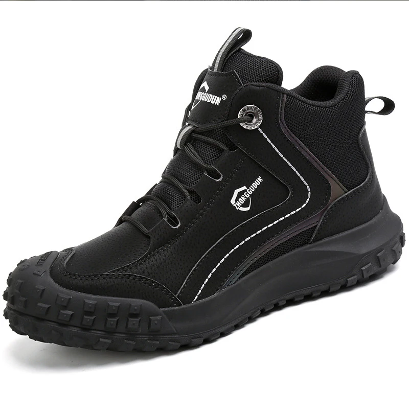 Waliantile Skid Proof Safety Boots Men Shoes Puncture Proof Anti-smash Work Boots Steel Toe Construction Indestructible Footwear