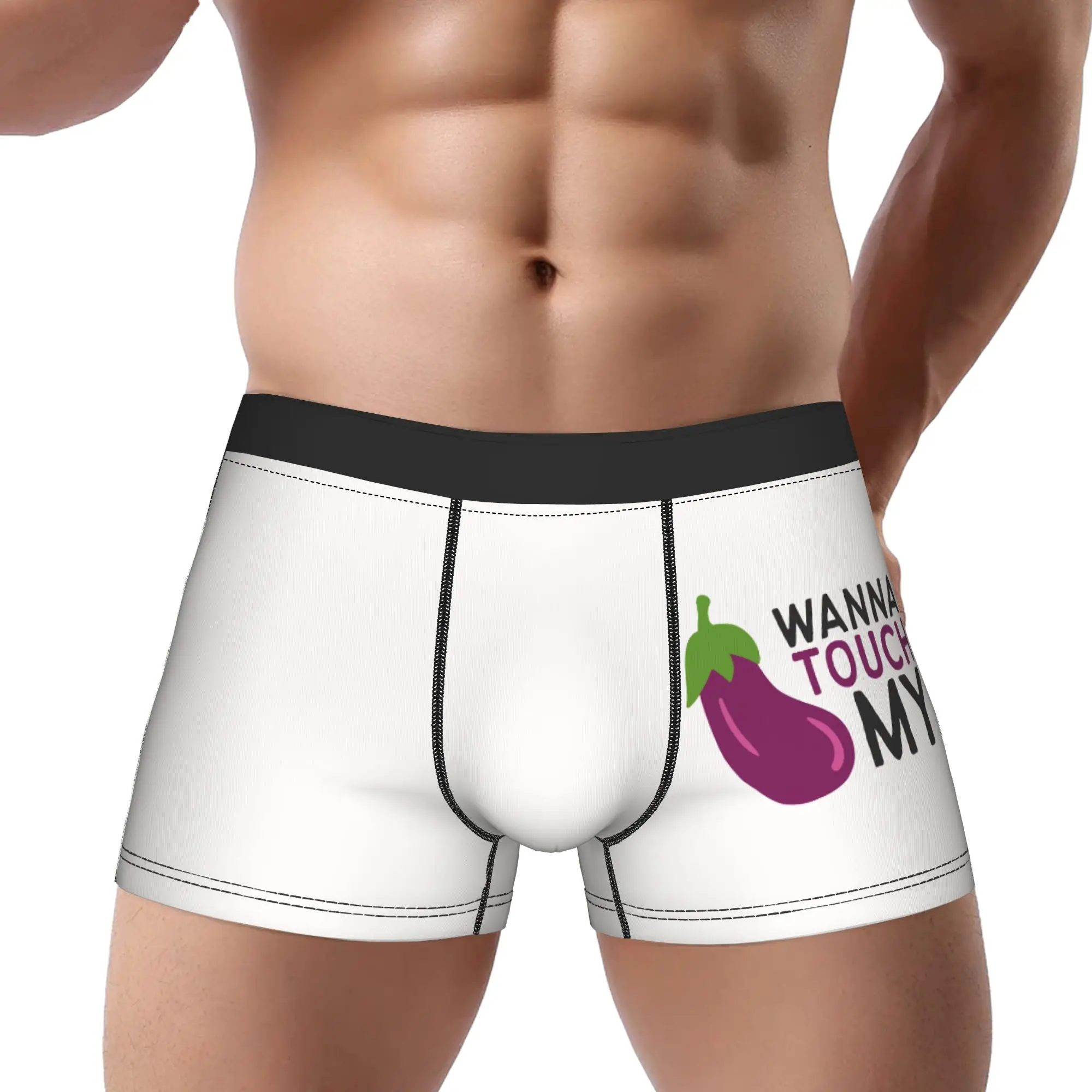 

Мужские трусы-боксеры из полиэстера с принтом Wanna Touch My Underwear