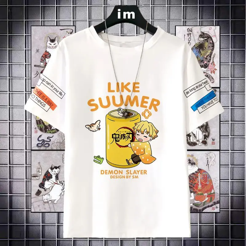 

Demon Slayer Anime Clothes Men Women Short Sleeve Spring And Summer Outfit Middle School Students Teenagers Cartoon Trendy