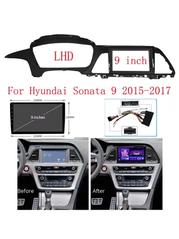 HAOCHEN For Hyundai Sonata 9 2015-2017 2 DIN 9 인치 자동차 프레임 근막 어댑터 안드로이드 라디오 대시 피팅 패널 키트