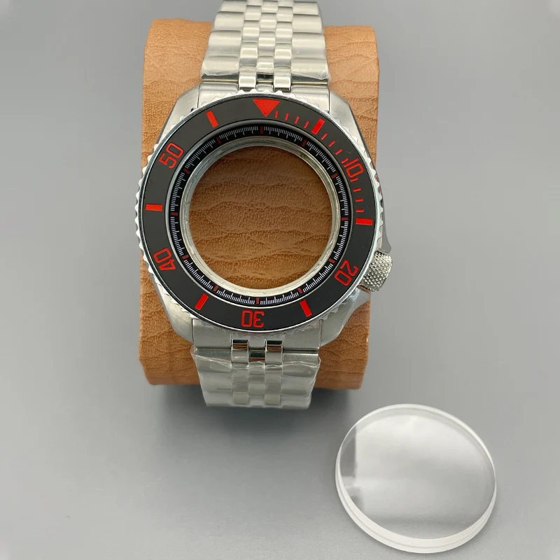 42mm NH35 Case SKX007 Watch Case and Band Flat Double Sapphire Glass Curved Bezel Insert Ring For NH35 NH36 Movement 28.5mm Dial