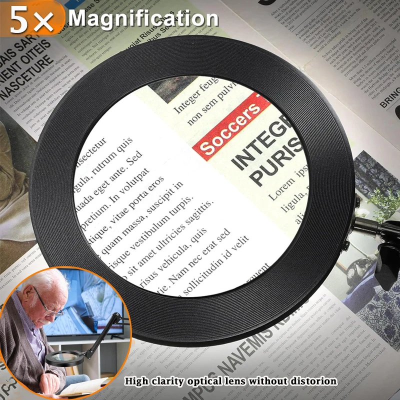 Magnifier LED Desk Lamps USB Dimmable LED Table Lamp Eye-Care Reading Light  Book Night Lighting for Work Repair Skincare Beauty