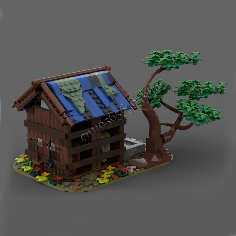 บล็อกตัวต่อแบบโมดูลาร์ 727 ชิ้น ชุดสร้างบ้าน ถนน โรงม้า โรงตีเหล็กยุคกลาง MOC ของเล่นสร้างสรรค์ DIY ของขวัญวันหยุด