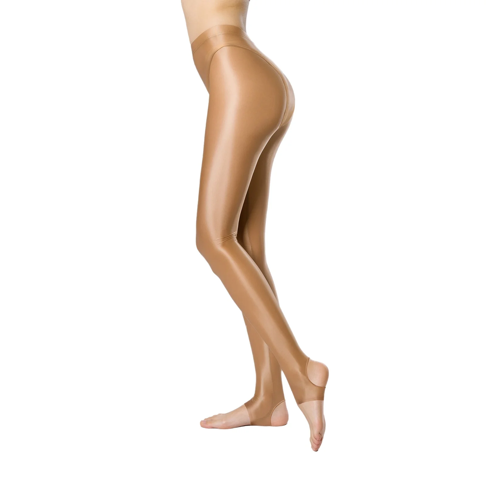Womens Glossy Stretchy Stirrup Gymnastics Dance Leggings Preventing Rolling Up High Waist Slim Fit Tights Skinny Pants Dancewear