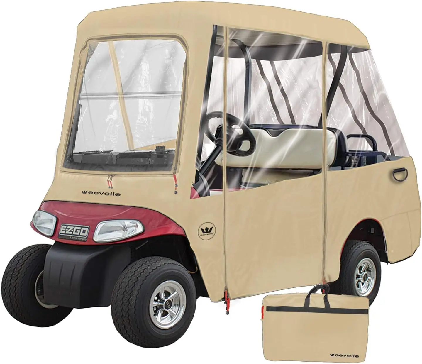 Golf Car Cover - All Weather Windproof Waterproof Rain Cover - 2 or 4-Sided Driving Enclosures