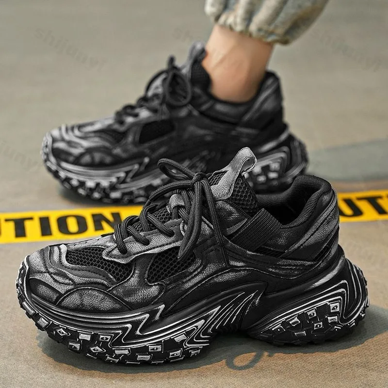 أحذية LiveDay الرجالية الكلاسيكية لزيادة الارتفاع للخريف العصرية مع قاعدة سميكة للأحذية الرياضية المكتنزة المريحة العصرية