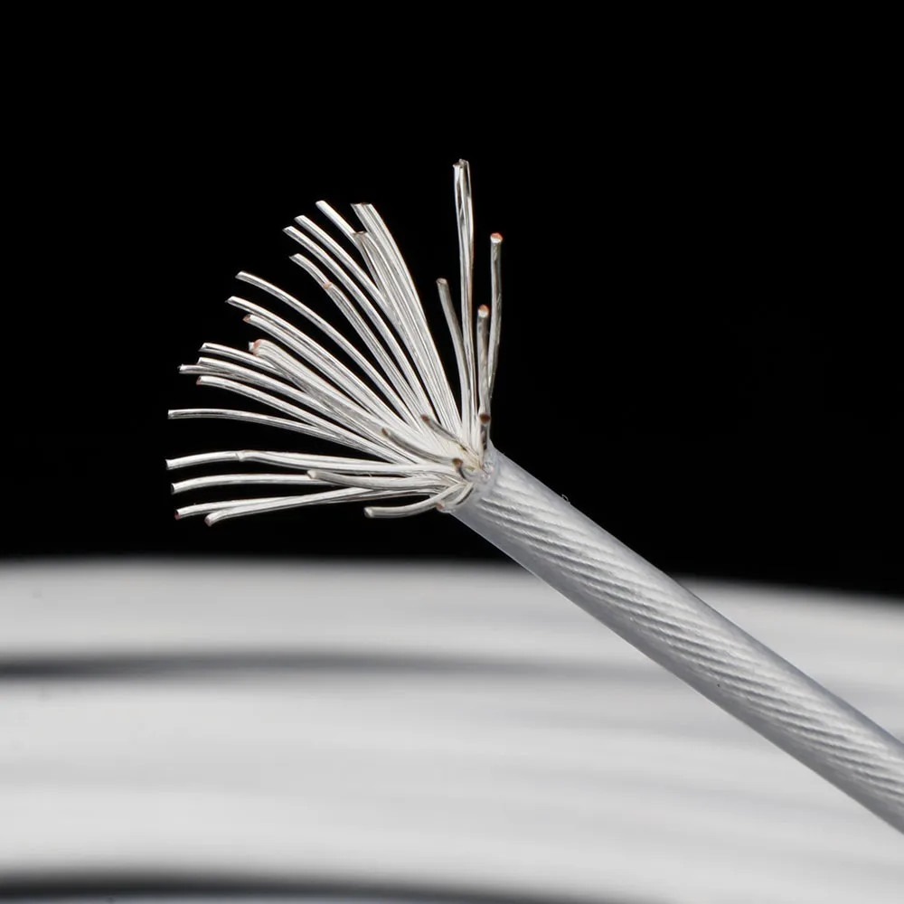 7N 크리스탈 구리 + 35% 은 도금 와이어(3.4mm OD, 34 코어, PTFE 절연) – HiFi 스피커, RCA, XLR, AUX, 전원 및 CD C용