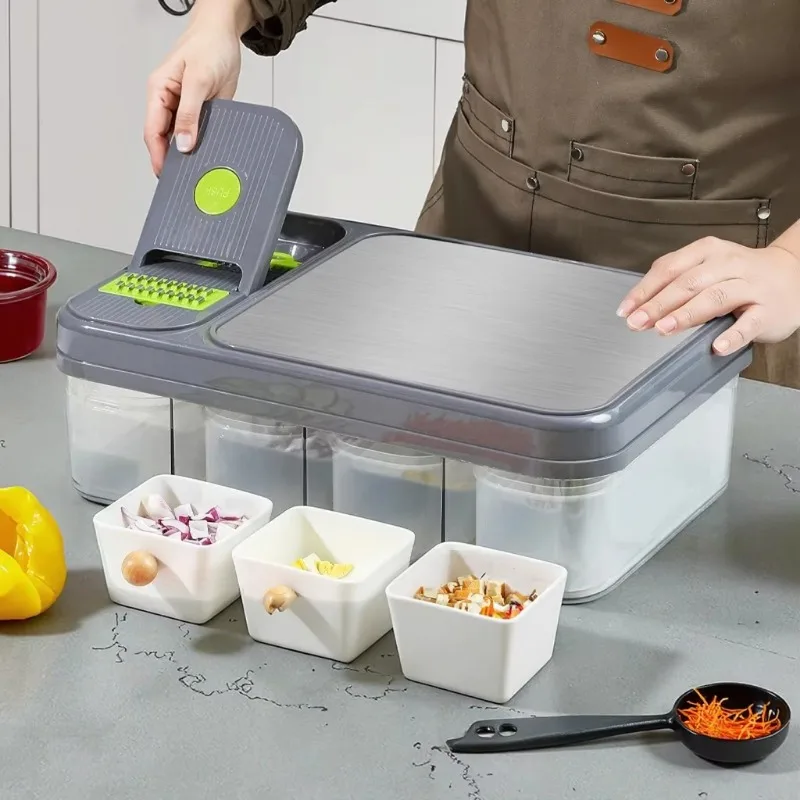 Cortador de verduras manual multifuncional, rebanador de ensalada para el hogar y la cocina con protector de mano para triturar cebolla