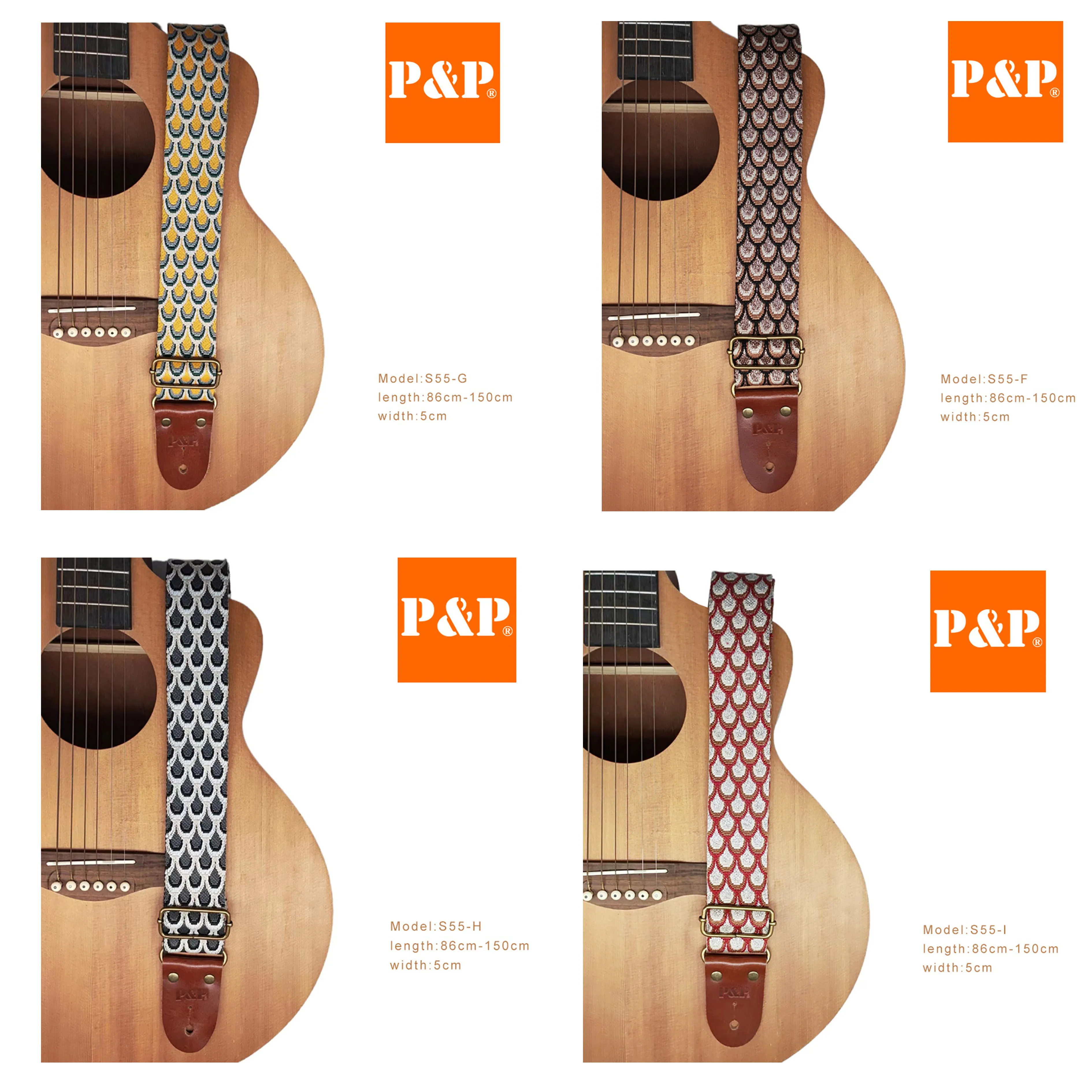 

New Ethnic Style Jacquard Leather Guitar Strap for Folk Electric Acoustic Guitar Ukulele Bass Guitar Accessories 2025