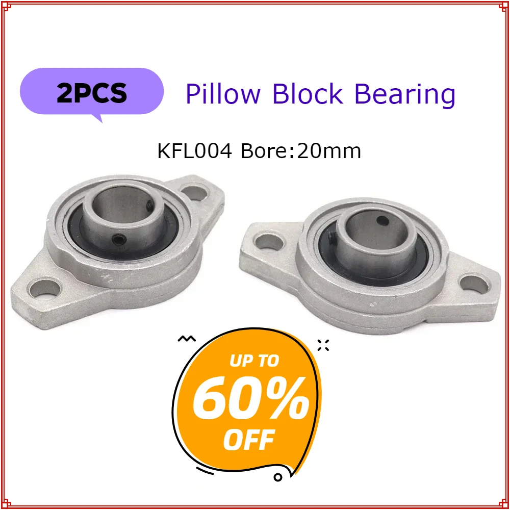 

2pc Pillow Block Bearing 20mm KFL004 Bore Diameter Zinc Alloy Flange KFL Series High Quality
