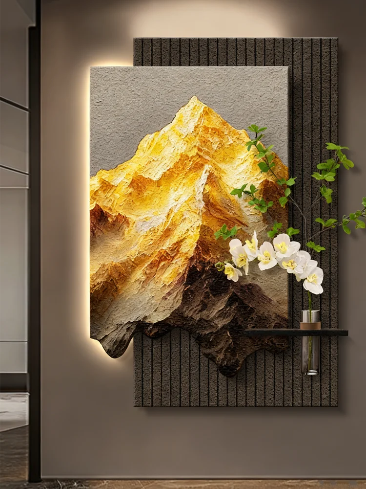 الحجر الرملي معلقة اللوحة الحديثة الفاخرة باب المدخل الديكور اللوحة المائية النباتات الخضراء الراقية الجدار مصباح اللوحة #6