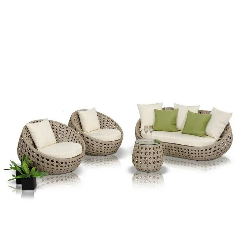 Outdoor rattan sofa homestay garden rattan chair tea table three-piece balcony leisure outdoor sunscreen waterproof furniture co