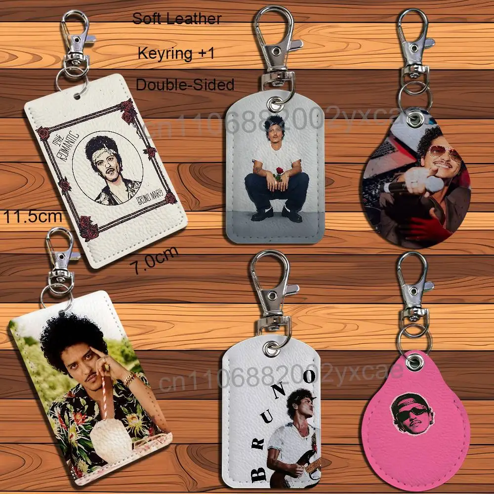 I Just Might Bruno Mars Leather Keychain Badge Holder with Lanyard - ID/Access Card Holder, Key Ring Accessory, Gift Option