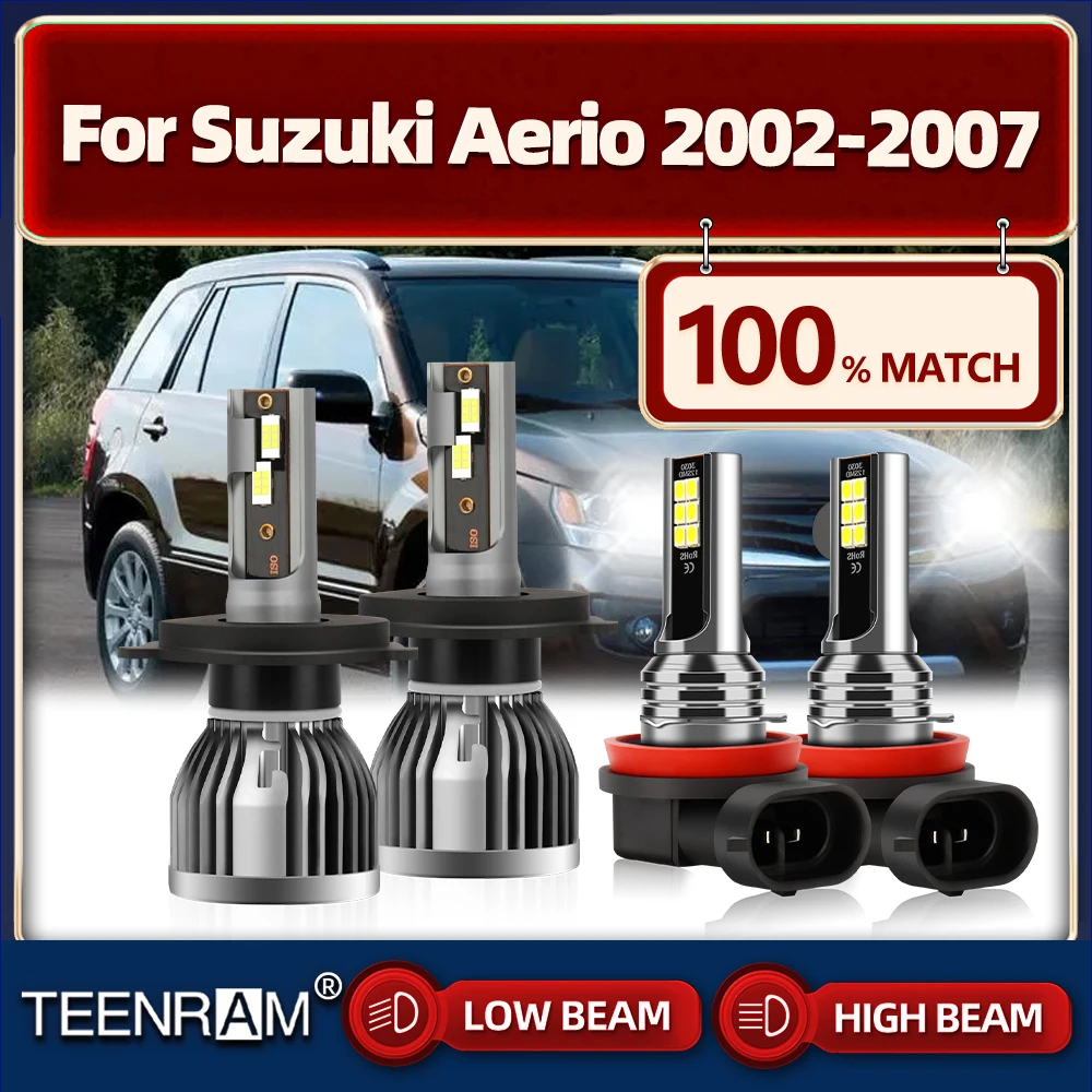 

LED Car Headlights Bulbs 12V Fog Lamps 40000LM Super Bright Auto Lights 6000K For Suzuki Aerio 2002 2003 2004 2005 2006 2007