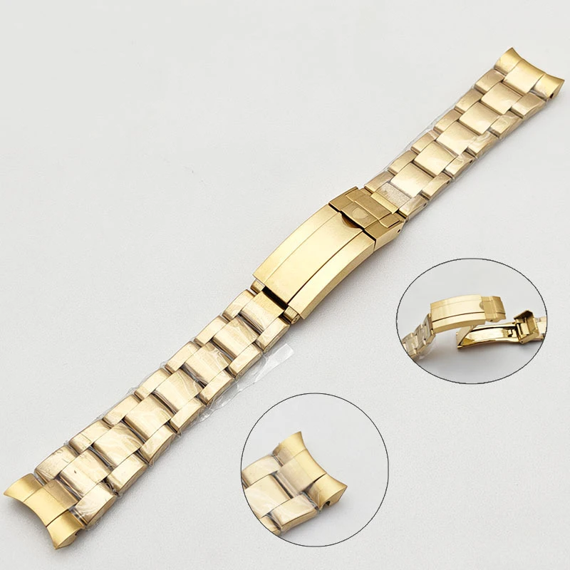 Hot New Trendy Exquisite 20MM Stainless Steel Watch Band Applicable Traditional Men'S Watch Modification Accessories Fold Clasp
