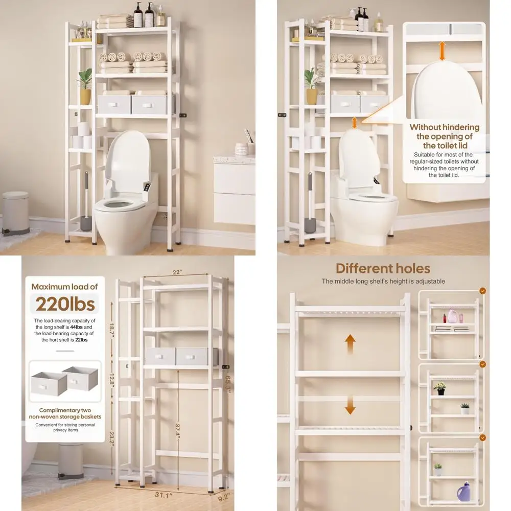 

Бамбуковый органайзер для хранения над унитазом с корзиной, ящиком и регулируемой полкой — водонепроницаемая подушечка для ног для ванной в спа-центре