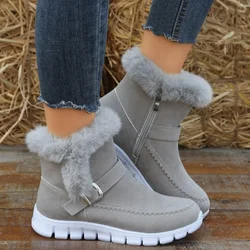 Inverno feminino pele quente chelsea botas de neve sapatos casuais novo curto camurça de pelúcia tornozelo botas apartamentos gladiador esporte senhoras