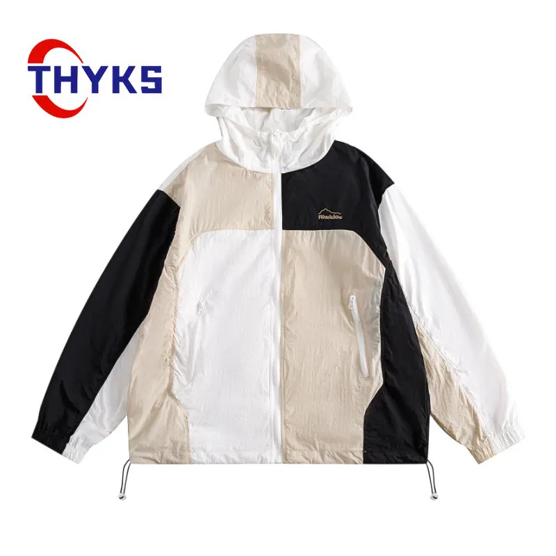 2023 Summer Hiking Jackets Sun Protection Clothing Japanese Sports Style Spliced Hooded Rain Coat Quick Dry Male Bicycle Jacket