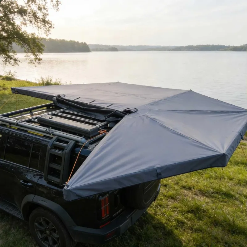 270 Degree LED Waterproof 420D Oxford Canvas Awning 4X4 Car Side Free Standing Double Layer Four-Season Snowproof Automatic