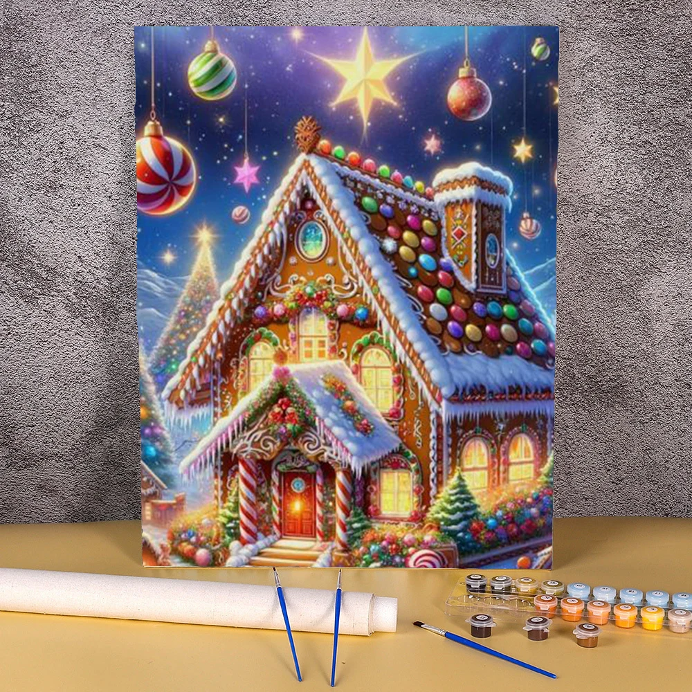 Diy Painting By Numbers For Adult Kit Candy House Picture Coloring On Numbers For Home Christmas Wall Art Decors Complete Kit