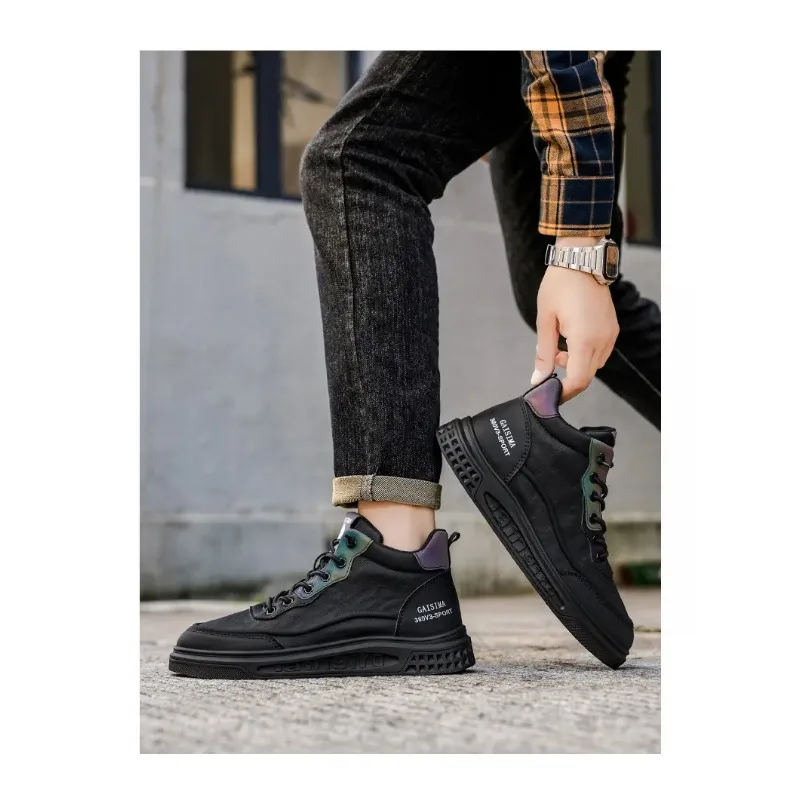 

Men's Casual Leather oes 2025 New Autumn Faion Anti-slip Wear-resistant Kitchen Work Boots Leisure Sle round Toe Rubber...